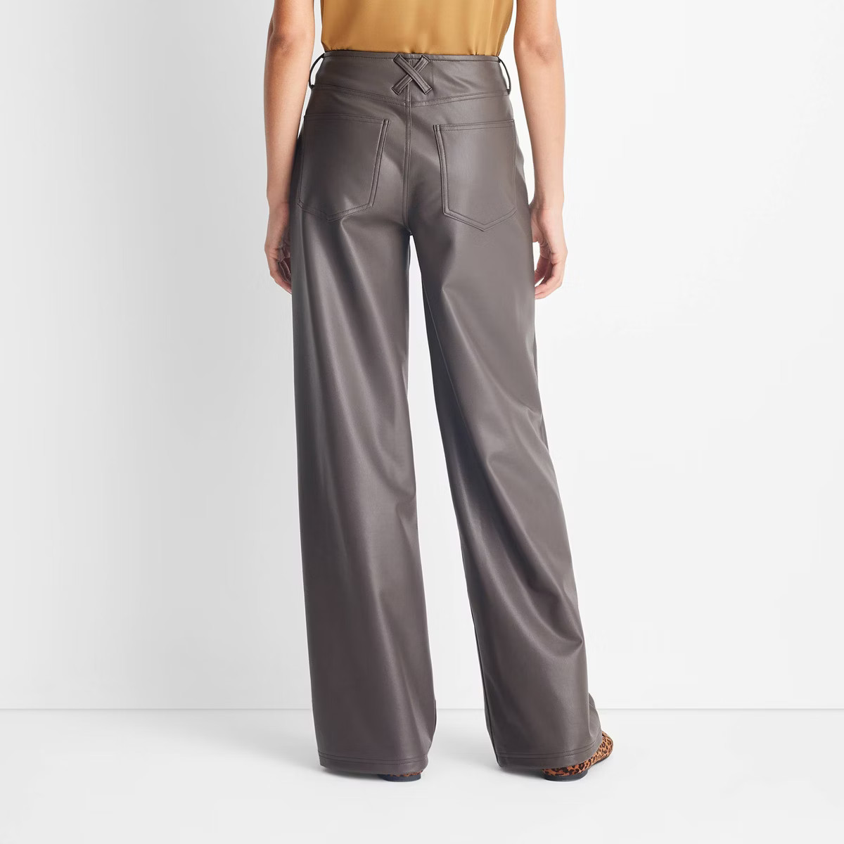 Women's Mid-Rise Wide Leg Faux Leather Pants - Future Collective Dark Gray | Target