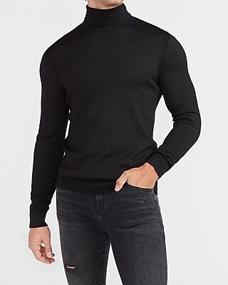 Solid Merino Wool-Blend Turtleneck Sweater | Express