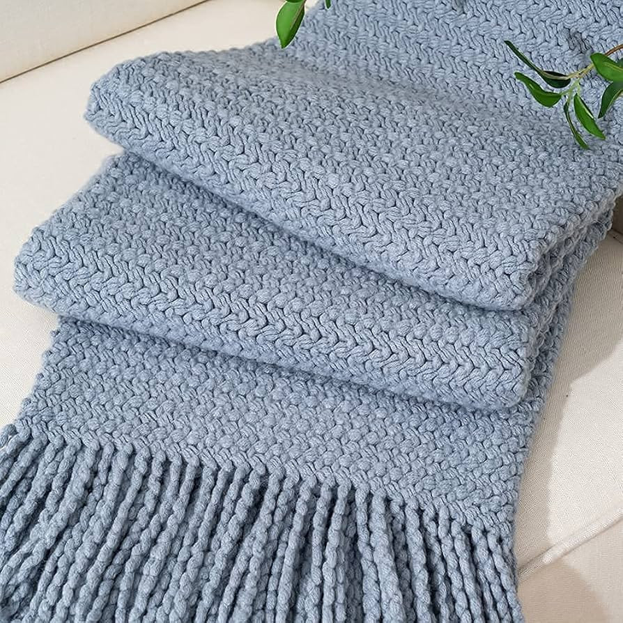 BATTILO HOME Dusty Blue Throw Blanket for Sofa Couch Office Living Room Home Decor Textured Soft ... | Amazon (CA)
