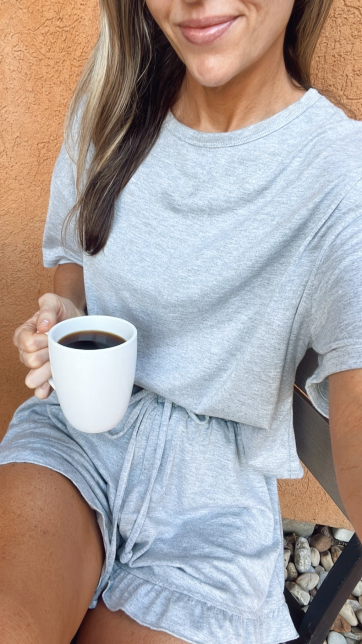 Soft lived in T-shirt material lounge pajama set! The cutest ruffle hem on the shorts, functional drawstring, full short sleeve top. Lightweight, cool & comfortable to sleep in! 
Wearing size small 

#LTKFindsUnder50 #LTKStyleTip #LTKautumn