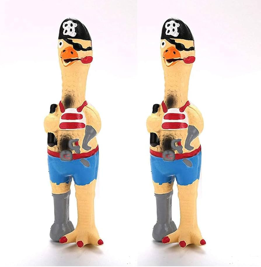DAJOOEE 2 Pack Screaming Rubber Chicken Dog Squeaky Toy, Latex Chew Molar Dog Toy (Pirate) | Amazon (US)