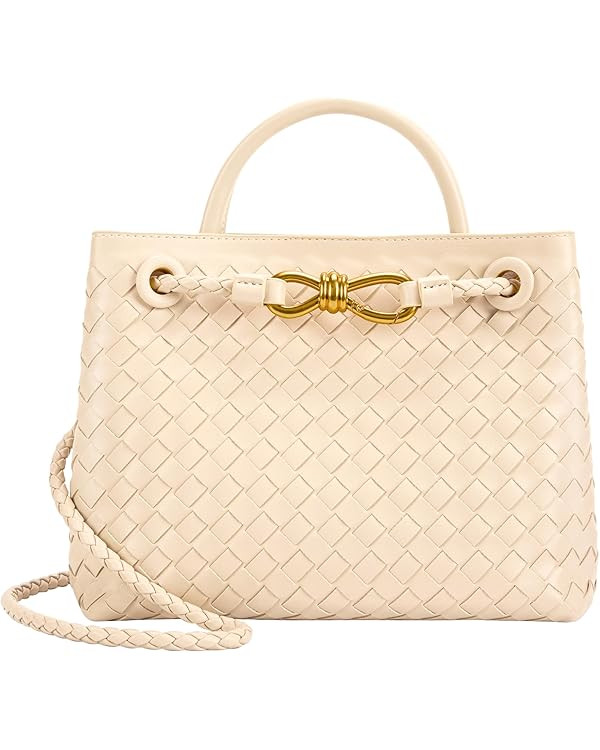 Woven Tote Bag for Women Leather Shoulder Handbag Designer Top Handle Purses | Amazon (US)