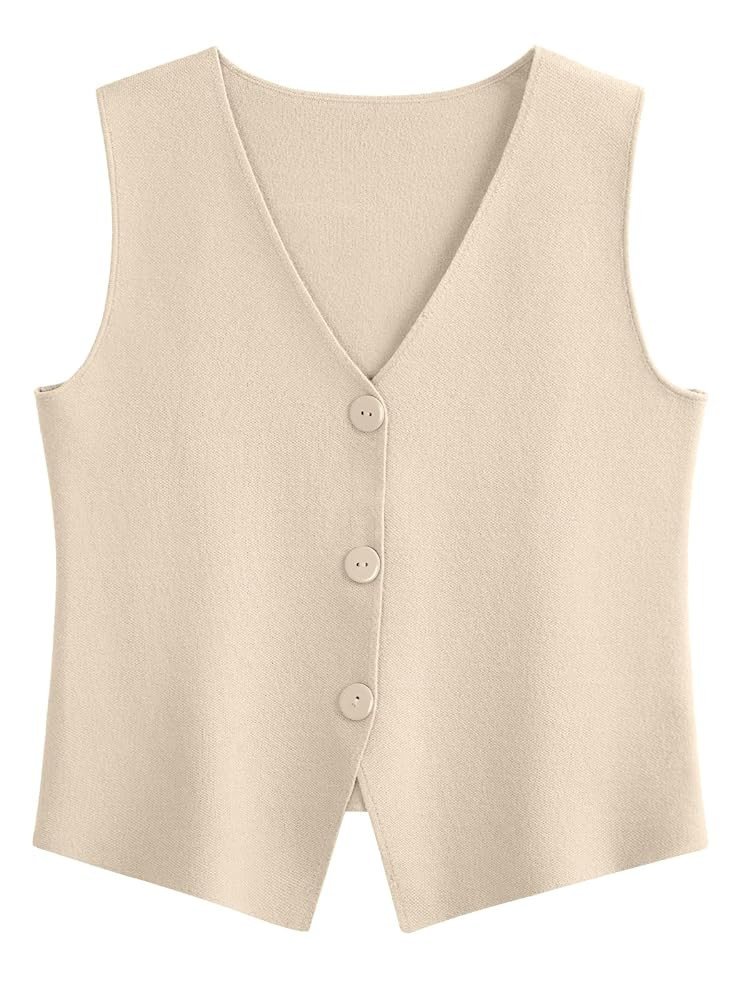 LILLUSORY Sweater Vest Women Sleeveless V Neck Trendy Spring Tops Dressy Button Up 2025 Knit Work... | Amazon (US)