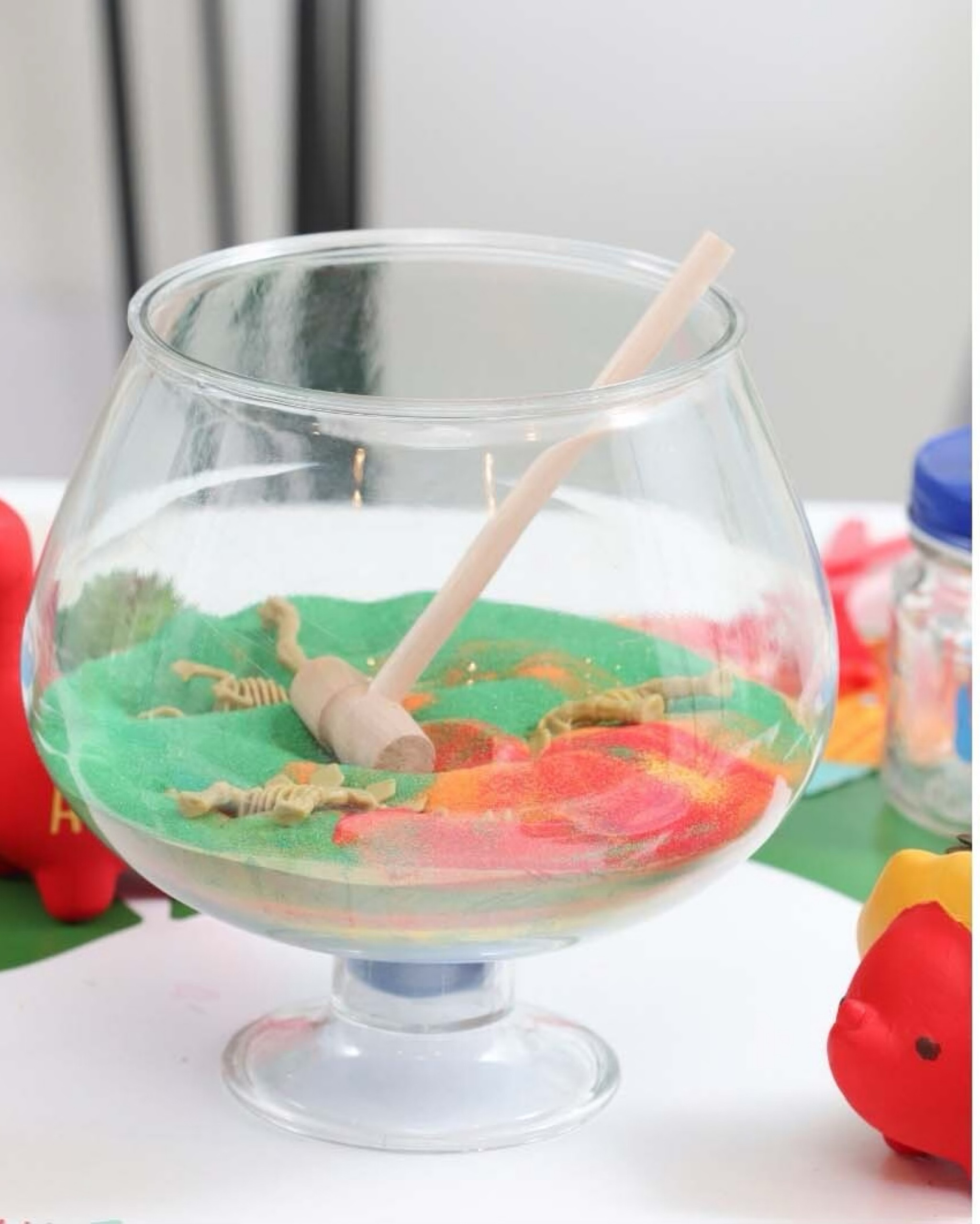 Create a fun and entertaining dinosaur party centerpiece with a DIY “Dino Dig” fossil hunt! Kids will love using paintbrushes and tools to dig up dinosaur bones. 

#dinoparty #kidsparty #centerpieces #partyactivity #partyideas #dinosaurtheme

#LTKfamily #LTKparties #LTKkids