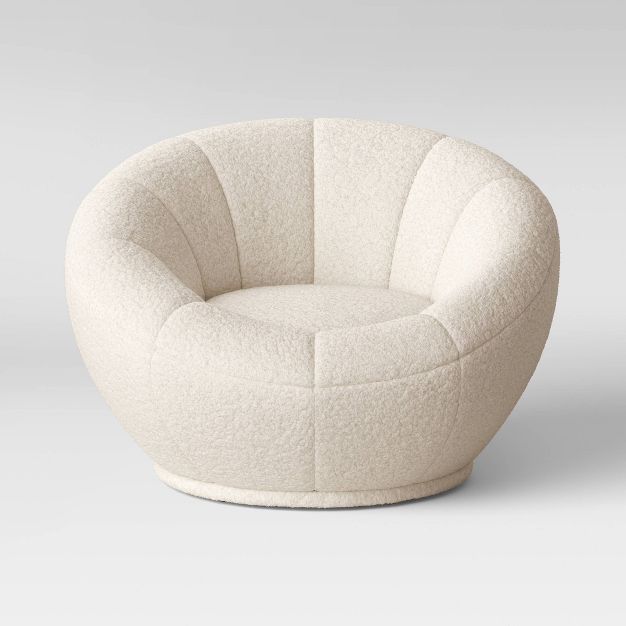 Low-Profile Round Swivel Chair Cream Sherpa - Room Essentials&#8482; | Target