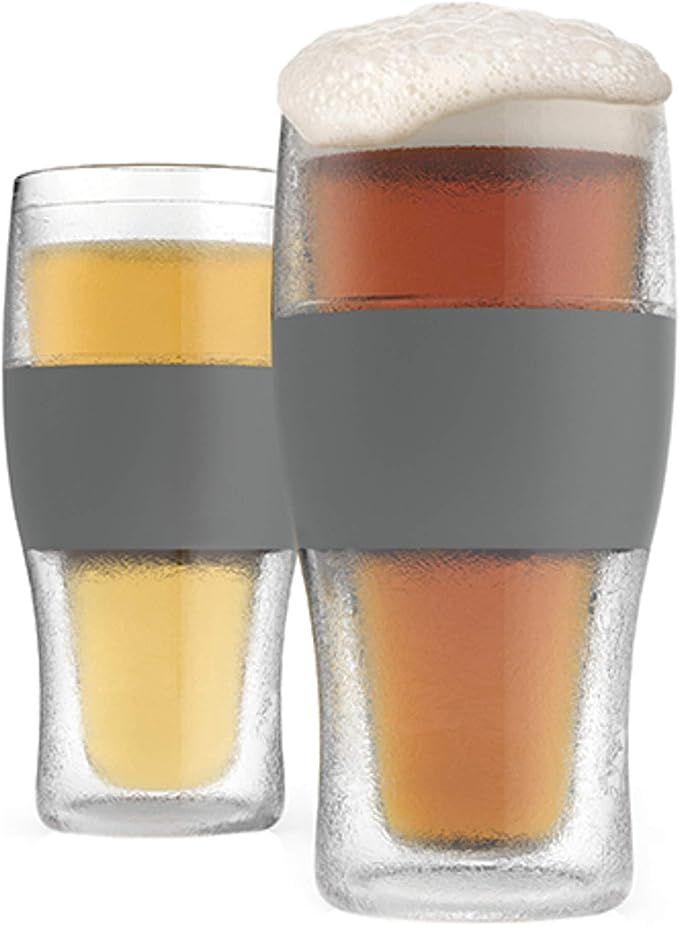 Host Freeze Beer Glasses, 16 ounce Freezer Gel Chiller Double Wall Plastic Frozen Pint Glass, Set... | Amazon (US)