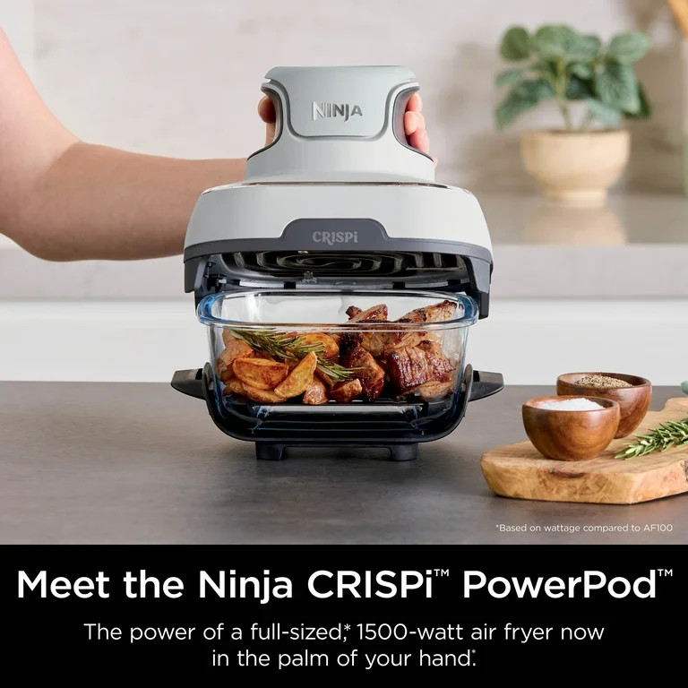 Ninja Crispi 3-in-1 Portable Glass Air Fryer Cooking System, 1500W, 4-Qt & 5-Cup TempWare Glass C... | Walmart (US)