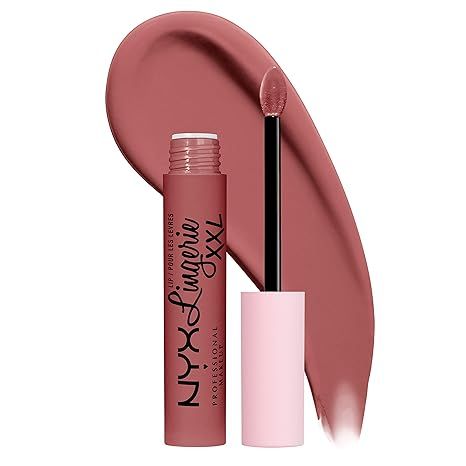 NYX PROFESSIONAL MAKEUP Lip Lingerie XXL Matte Liquid Lipstick - Strip'd Down (Coral Beige) | Amazon (US)