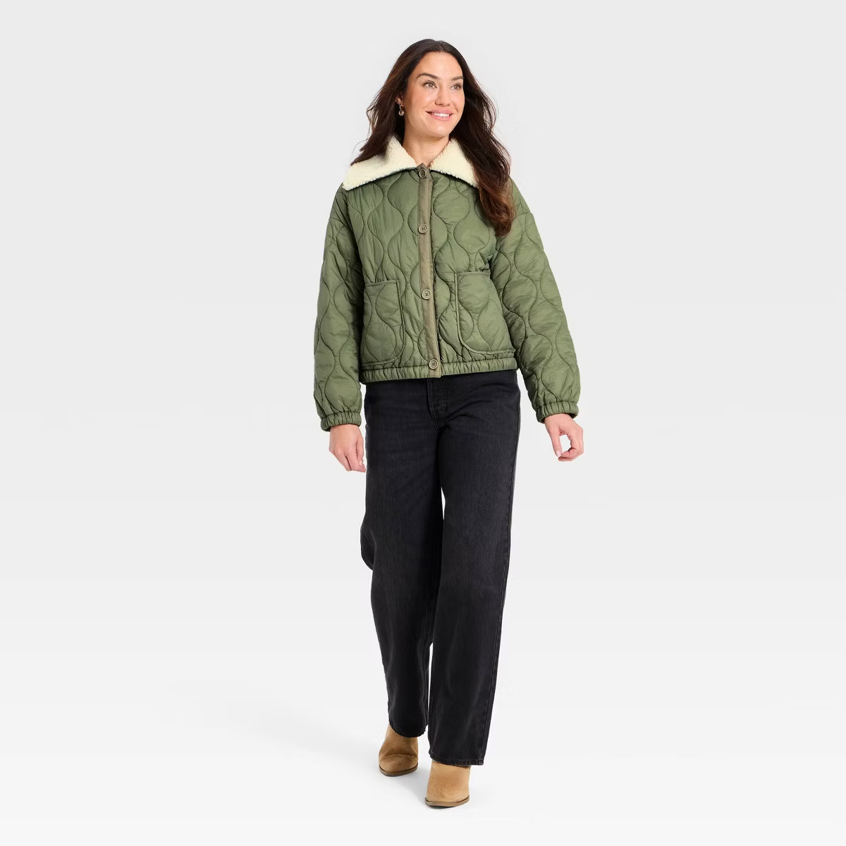 Women's Quilted Jacket - Universal Thread™ Olive Green | Target