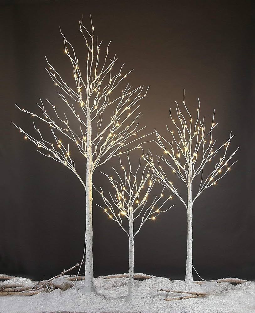 LIGHTSHARE 4 feet 6 feet and 8 Feet Birch Tree,Warm White, for Home,Pack of 3, Festival, Party, a... | Amazon (US)