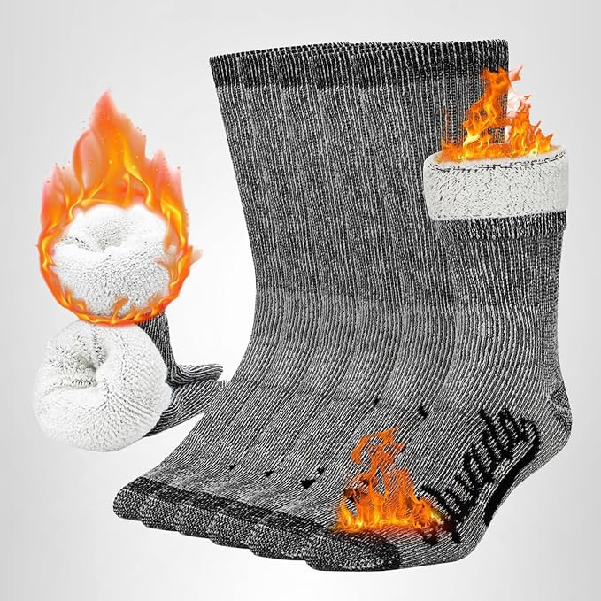 Alvada Merino Wool Hiking Socks Thermal Warm Crew Winter Boot Sock For Men & Women 3 Pairs | Amazon (US)