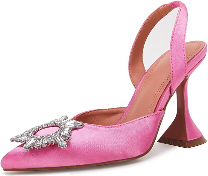 VETASTE Women's High Heel Crystal Slingback Pumps Pointed Toe Strappy Triangle Heeled Party Weddi... | Amazon (US)