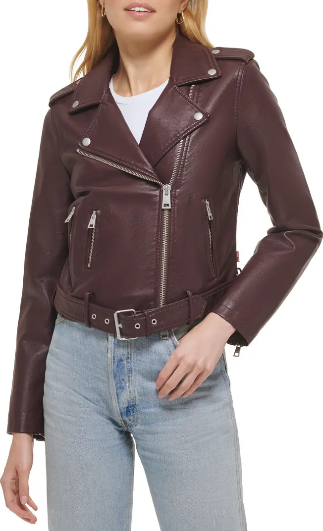 Faux Leather Fashion Belted Moto Jacket | Nordstrom Rack