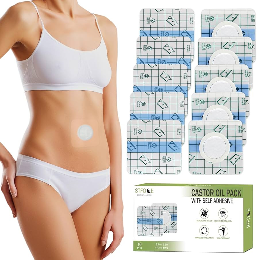 10pcs Castor Oil Pack Wrap, Disposable Castor Oil Pack for Belly Button, Organic Cotton Pad Self-... | Amazon (US)