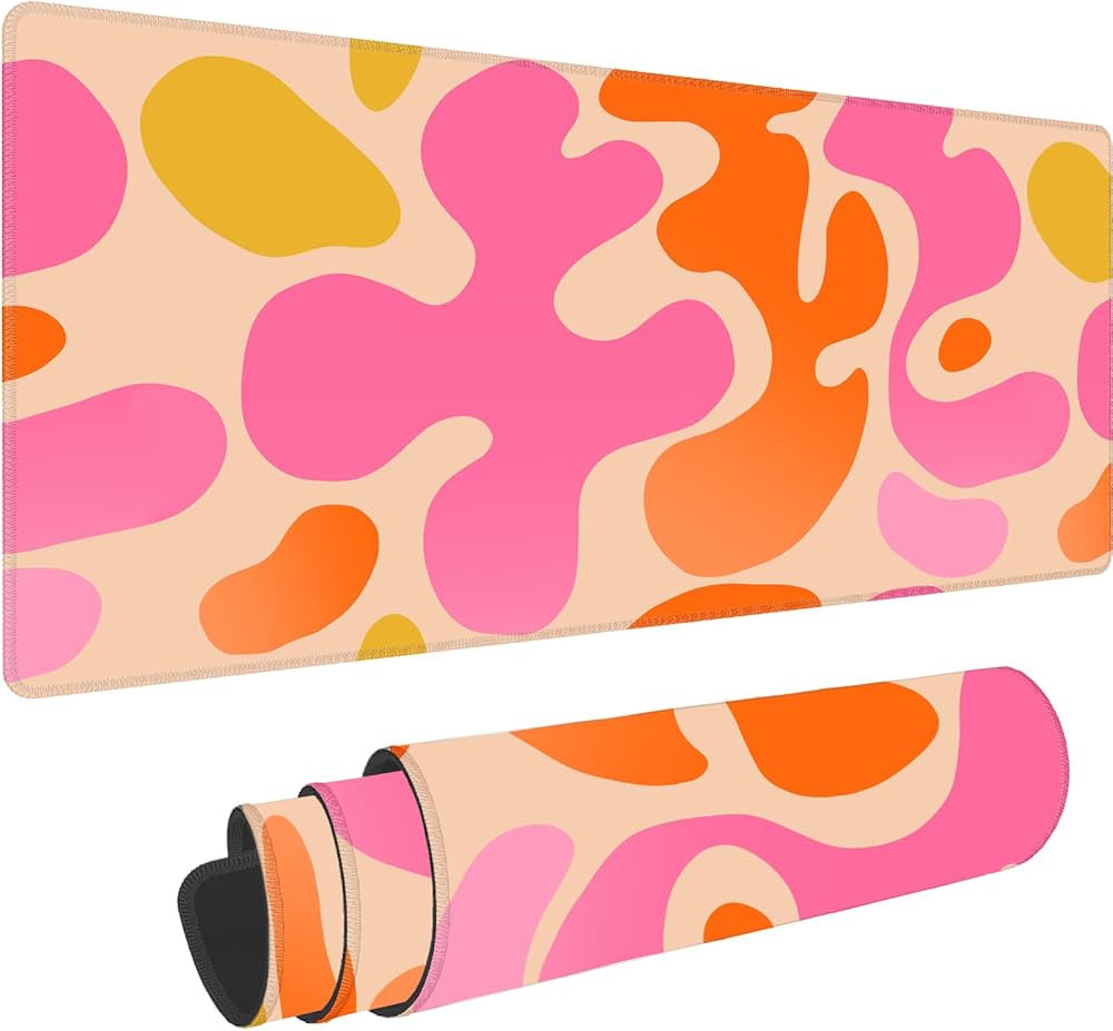 Boho Pink Desk Mat Modern Abstract Cute Large Mouse Pad XL 31.5x11.8in 3mm Non-Slip Rubber Base E... | Amazon (US)