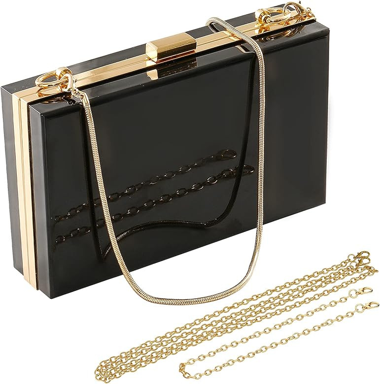 Jasminestar Clutch Purse for Women, Acrylic Evening Bag Shoulder Handbag Crossbody with 3 Gold Chain | Amazon (US)