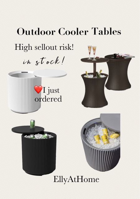 Popular outdoor cooler side tables in stock! I just ordered the white. High sellout risk, order soon! White, gray, black, brown. Backyard, patio.  Choose your favorite retailer Amazon, Wayfair. Free shipping. 

#LTKFamily #LTKSeasonal #LTKHome