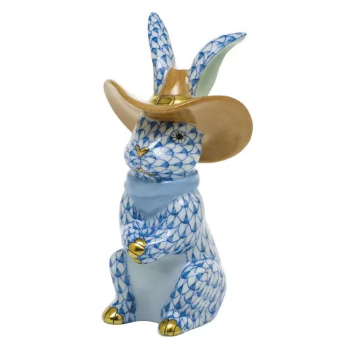 Cowboy Bunny Blue 2 In L X 2 In W X 3.5 In H | Gracious Style