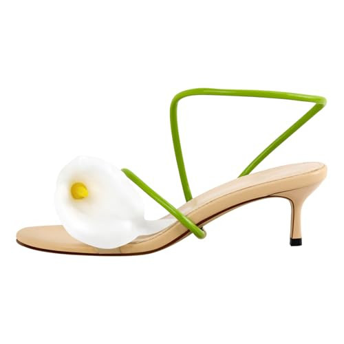 MissHeel Floral Heels for Women Flowers High Heel 2.5 inch Flower Shoes Nude Wedding High-Heels 2.5 inch Size 7 | Amazon (US)