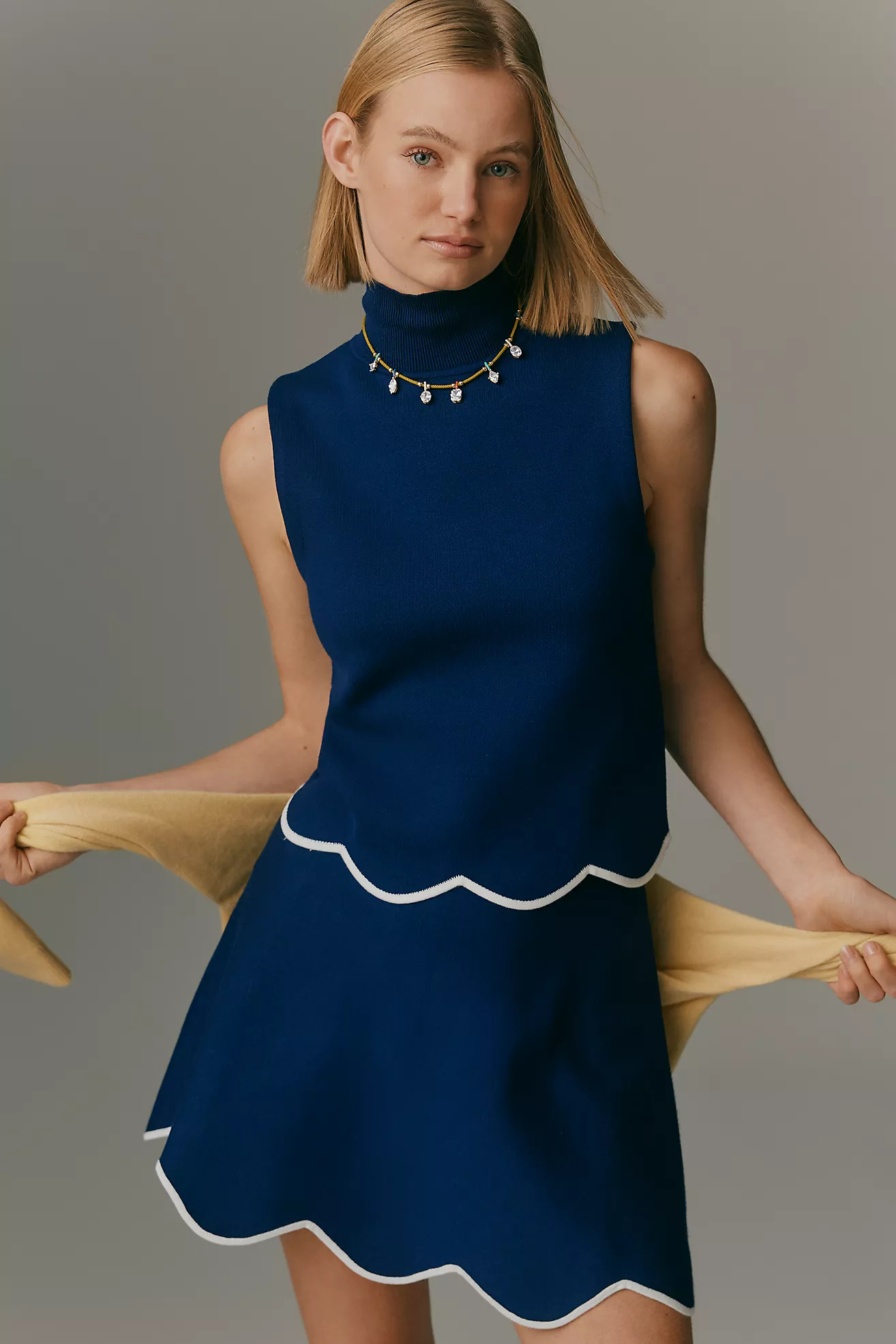 Maeve Scalloped-Hem Sweater Mini Skirt | Anthropologie (US)