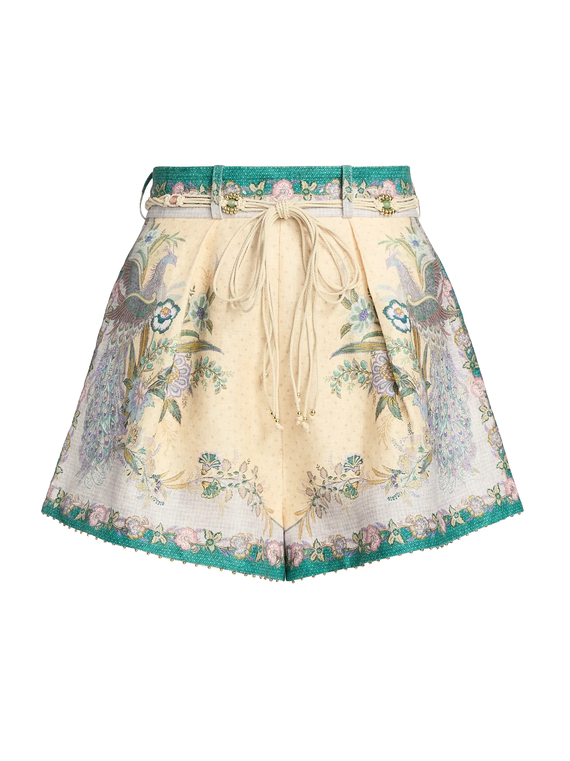 Indra Peacock Linen Tuck Shorts | Saks Fifth Avenue