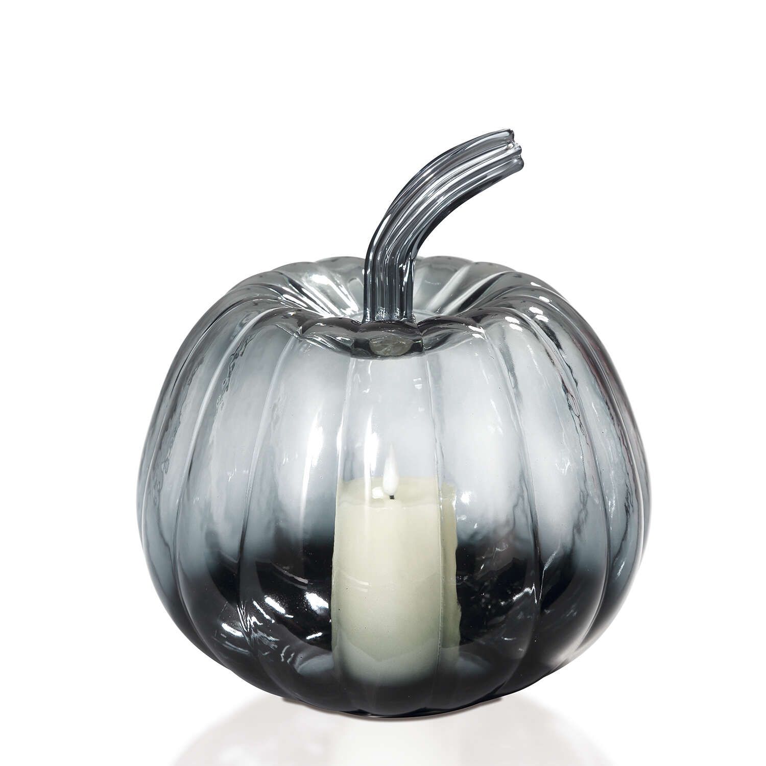 Blair Black Ombre Glass Pumpkin with Flameless Candle | Lights.com