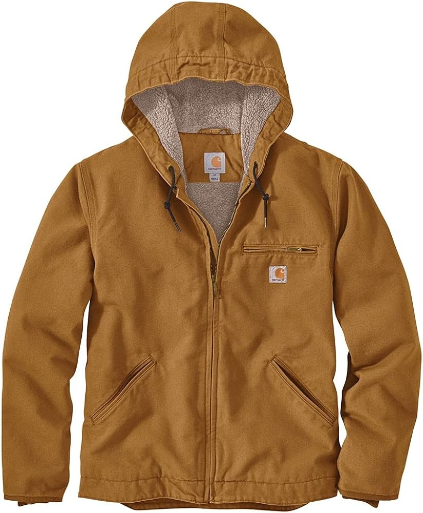 Carhartt Men's Relaxed Fit Washed Duck Sherpa-Lined Jacket | Amazon (US)