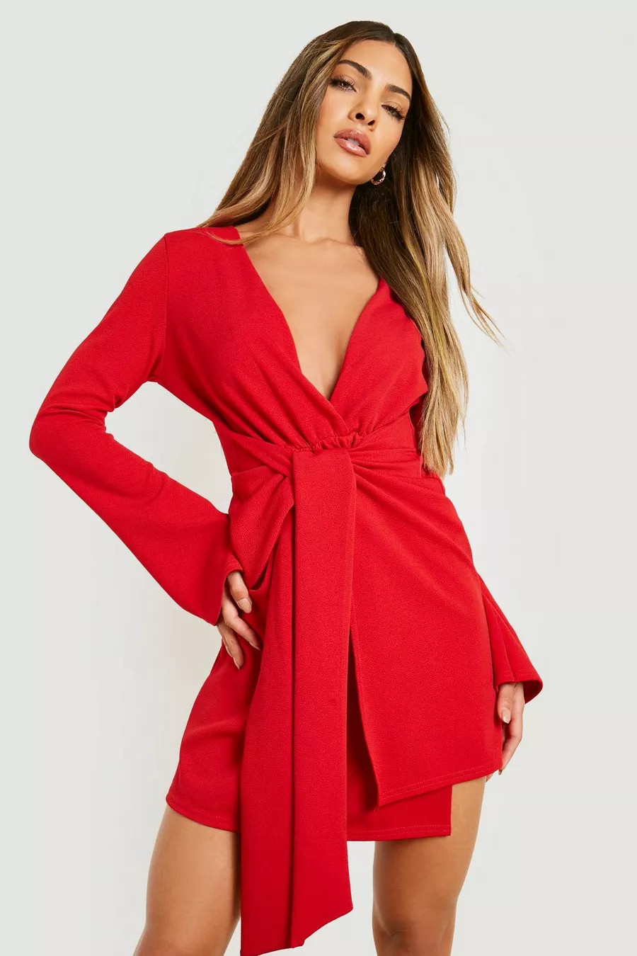 Plunge Drape Detail Mini Dress | Boohoo.com (US & CA)