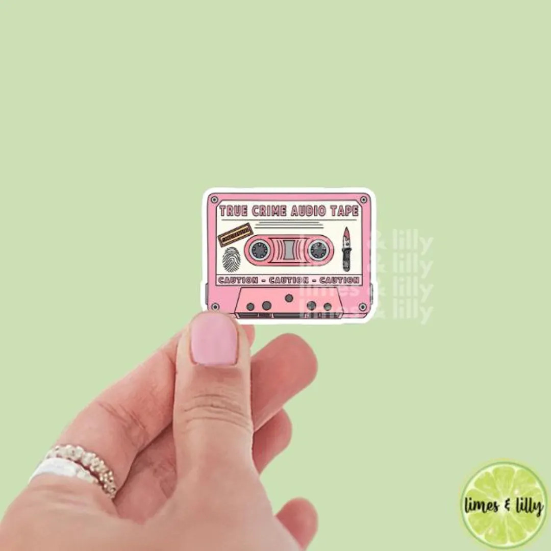True Crime Audio Book Tape Vinyl Sticker | Kindle Stickers | Bookish Stickers | Trendy Stickers -... | Etsy (US)
