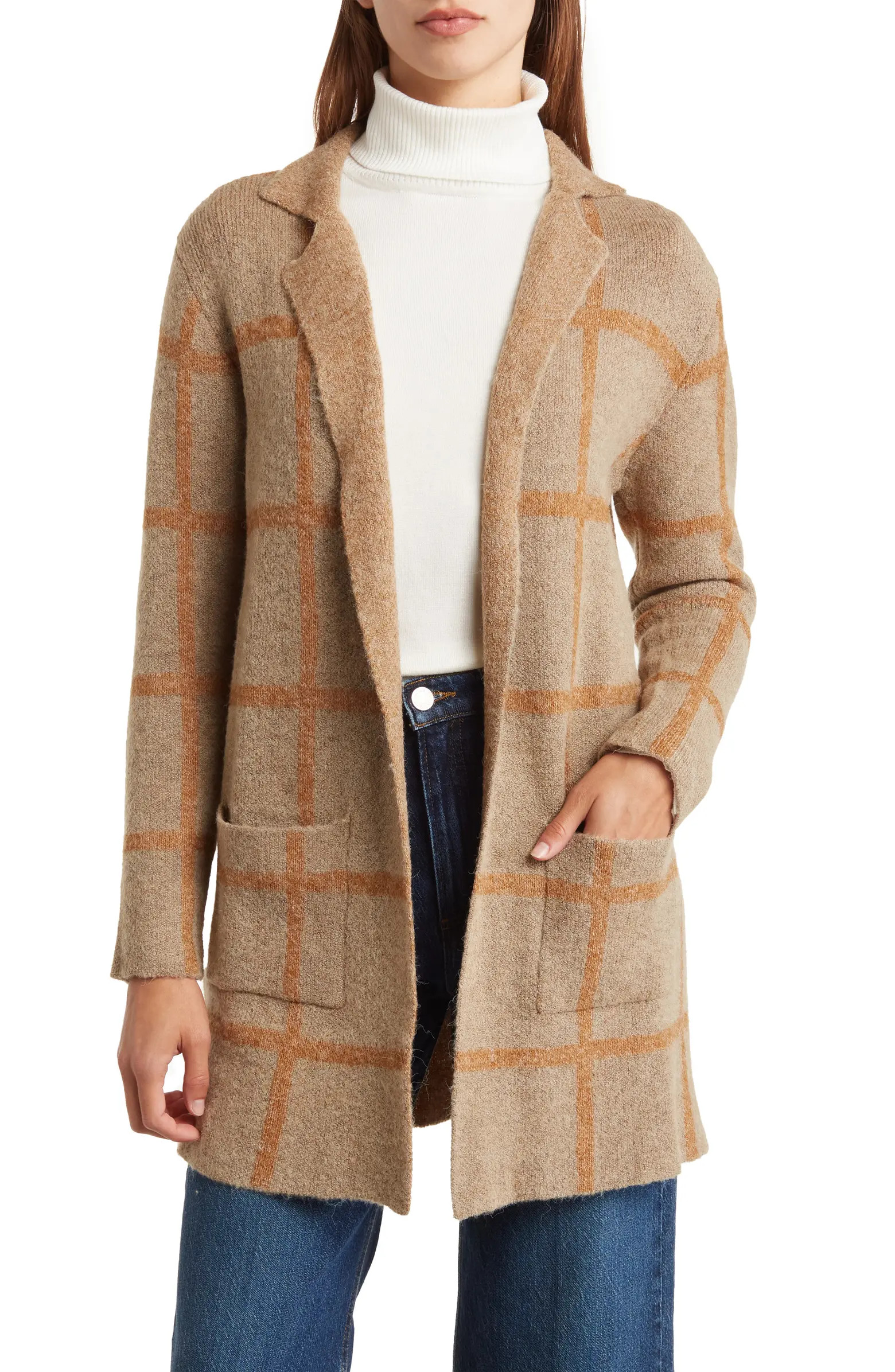 Joseph A Notch Collar Grid Cardigan | Nordstromrack | Nordstrom Rack