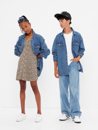 Teen Oversized Denim Shirt Jacket with Washwell | Gap (CA)