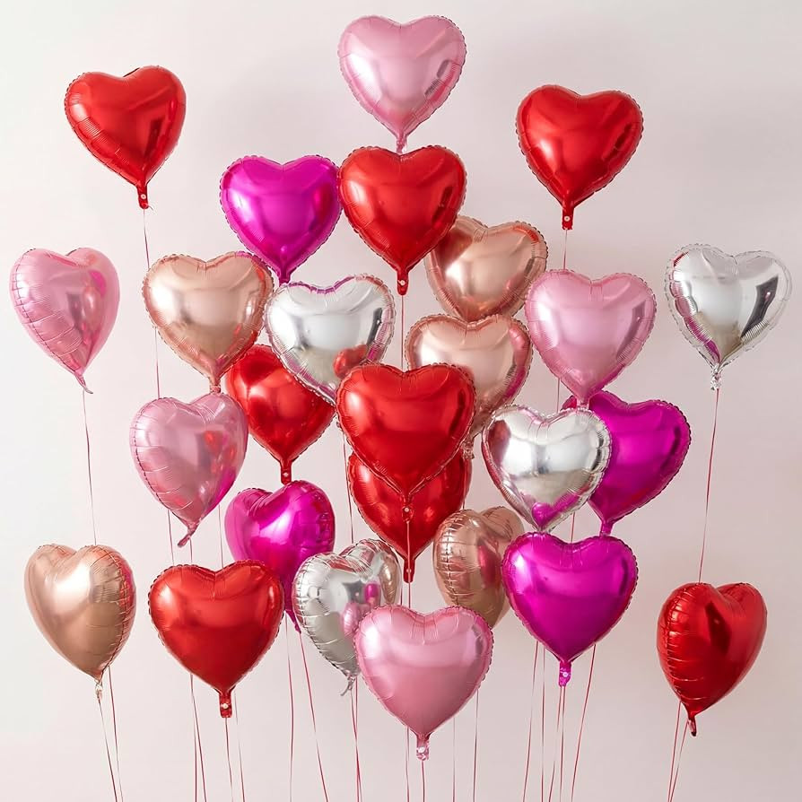 Civaner 20 Pcs Valentine's Day Heart Balloons 18 Inch Red Pink Heart Foil Balloons Decor for Spec... | Amazon (US)