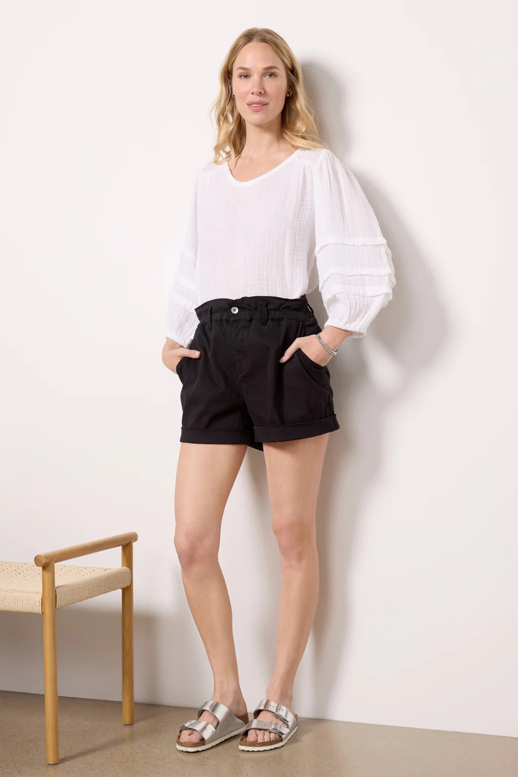 SANCTUARY Women's Paperbag Short, Size 29, Black | Evereve