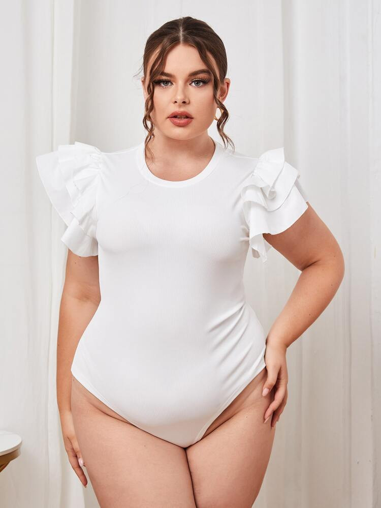 Plus Layer Sleeve Slim Fit Bodysuit | SHEIN