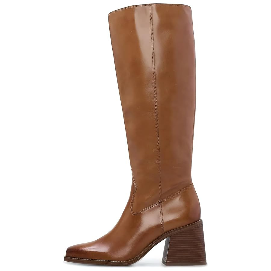 VOMIRA Knee High Boots Women Wide Calf Boots for Women Square Toe Tall Boots Chunky Heel Leather ... | Amazon (US)