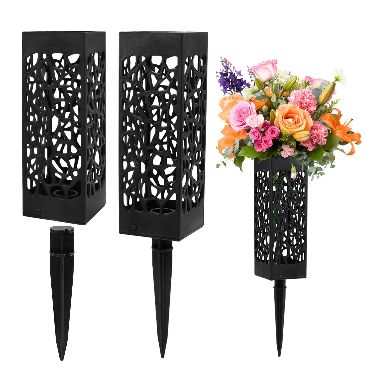 2 Pack 12 Inch Cemetery Vases with Stake – Graveside Use, Memorial Day & Headstone Decor – Ho... | Amazon (US)