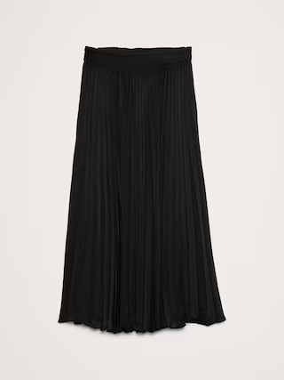 Crinkle Satin Pleated Midi Skirt | Banana Republic (US)