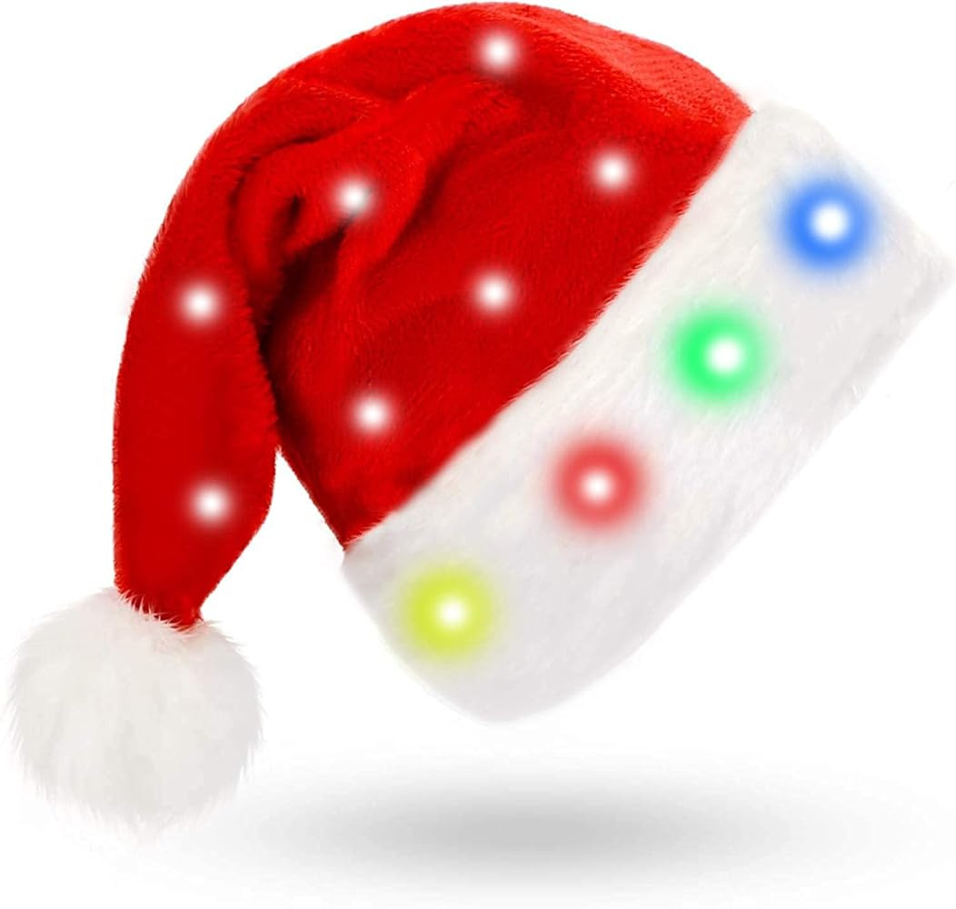 Light Up Santa Hat for Adults and Kids Light Up Christmas Hats Caps Blinking Color-Changing Santa... | Amazon (US)