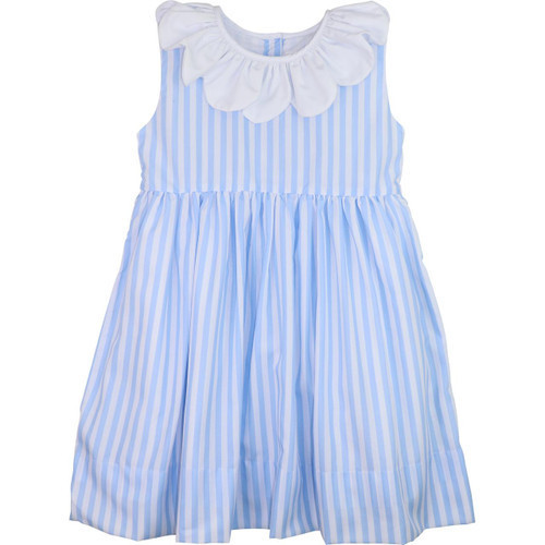 Blue And White Striped Scalloped Collar Dress | Cecil and Lou