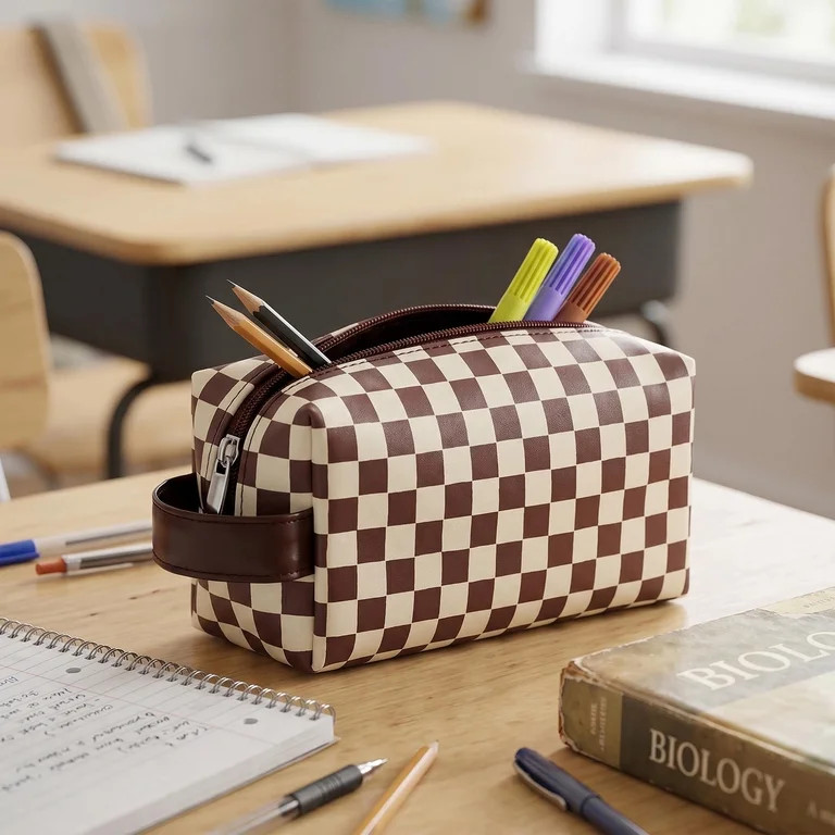 Pen + Gear Brown Check Pencil Pouch, Brown, Educational Level: Perfect for Students of All Ages--... | Walmart (US)