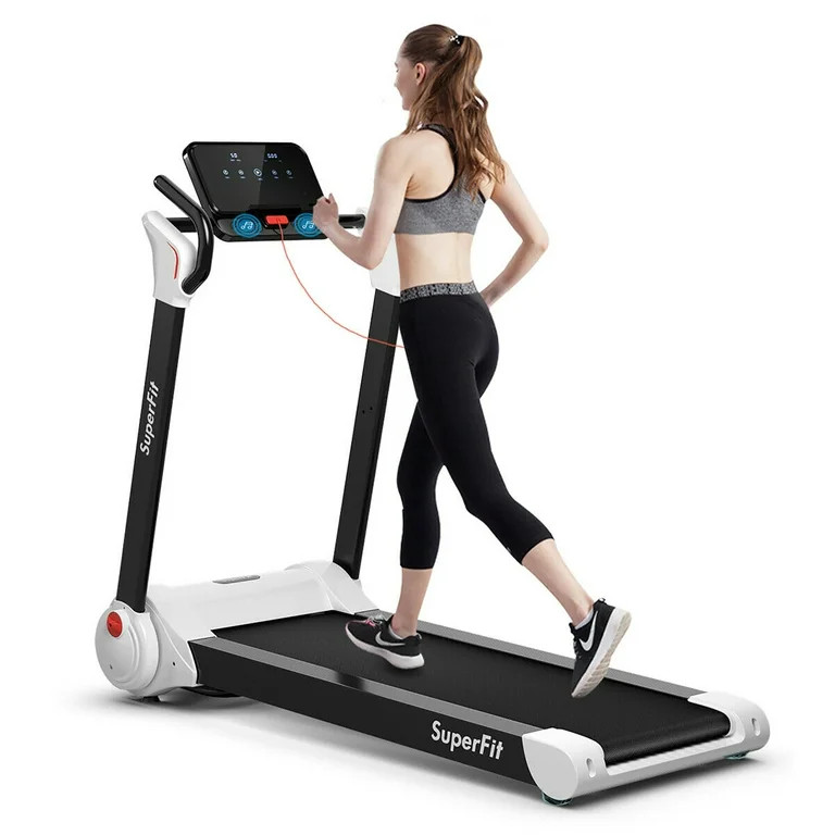 SuperFit 2.25HP Folding Electric Motorized Treadmill With Speaker White | Walmart (US)
