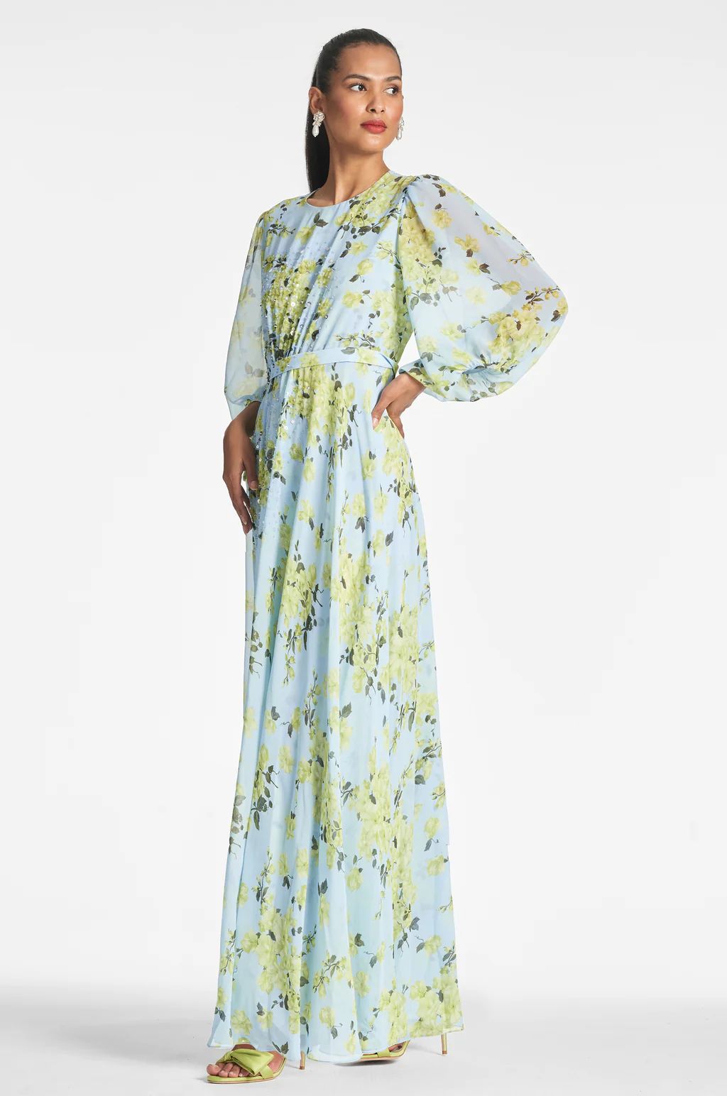 Bianca Gown - Sky Citrine Floral | Sachin and Babi