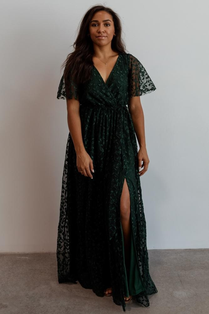 Marseille Green Embossed Maxi Dress | Baltic Born