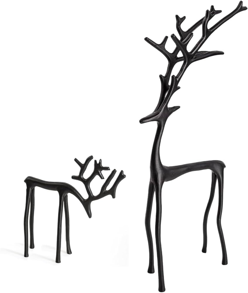 Metal Reindeer Christmas Decorfigurines-(2PCS)- Modern Aluminum Alloy Xmas Figurines - Elegant In... | Amazon (US)