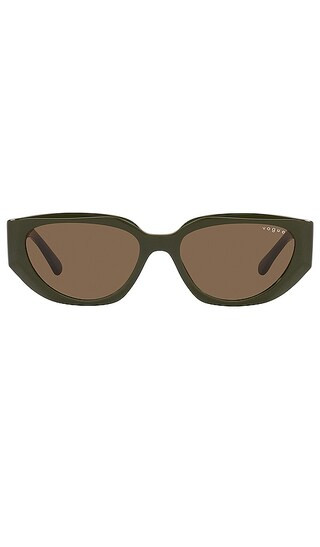 x Hailey Bieber 0VO5438S in Hunter Green & Dark Brown | Revolve Clothing (Global)