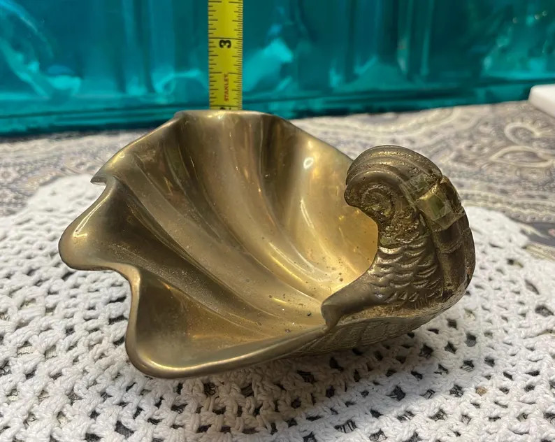 Vintage Small Sturdy Brass Shell Dish - Aged - Etsy | Etsy (US)