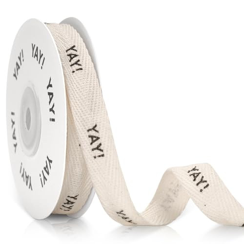 KINGLAKE Yay Cotton Ribbon 5/8" x 10 Yards Twill Tape Cotton Herringbone Ribbon for Crafts Gift Wrapping, Yay! Cotton Ribbon | Amazon (US)