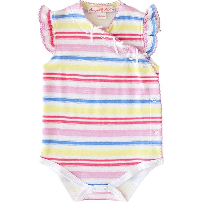 Pineapple Sunshine | Rainbow Stripe Onesie w/ Bows (Multicolor, Size 18-24M) | Maisonette | Maisonette