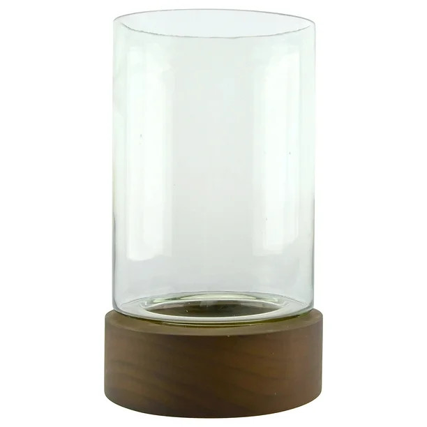 Better Homes & Gardens Dark Natural Wood & Glass Rustic Hurricane Candle Holder | Walmart (US)