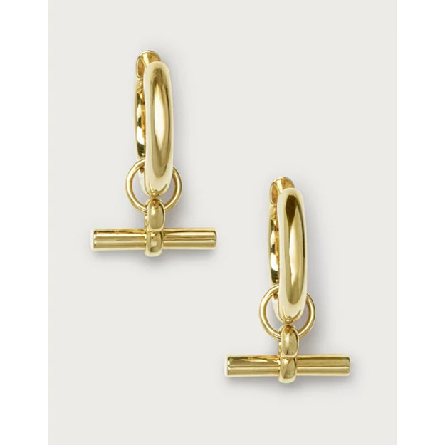 Gold Plated T-Bar Hoop Earrings | The White Company UK & ROW